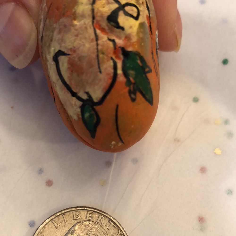 HAND PAINTED PUMPKIN ROCK - Picture 3 of 6